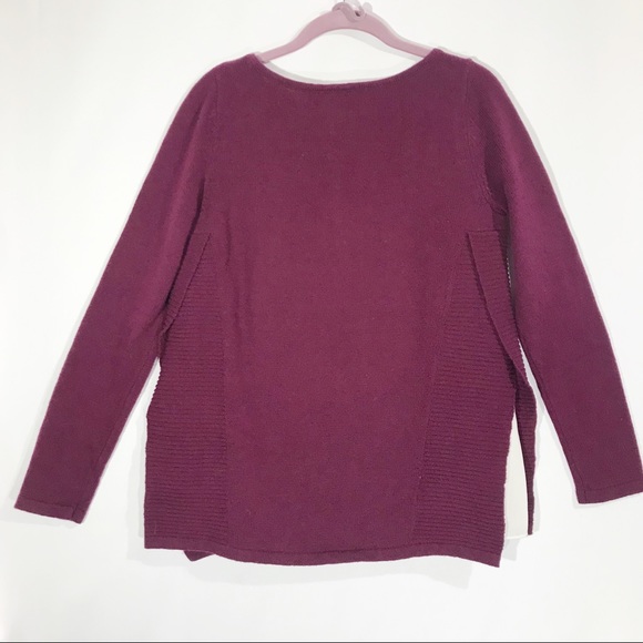 -AnnTayor LOFT RIbbed Red Mixed Media Knit Sweater - Picture 2 of 6